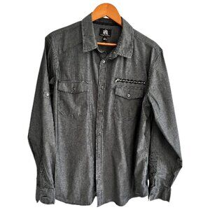 Rock & Republic Shirt Mens XL Dark Grey Denim Button Down Cotton